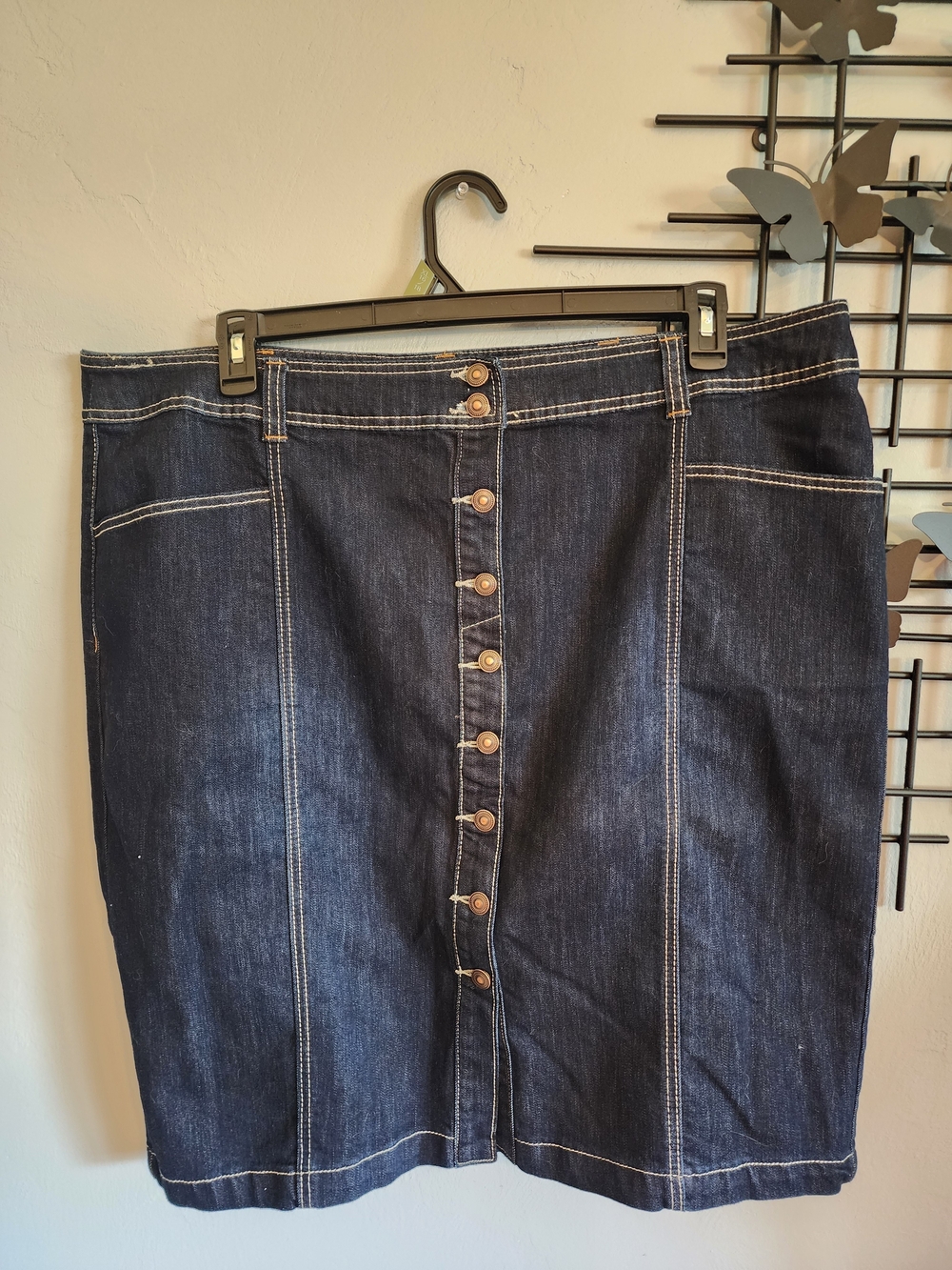 Fashion to Figure Dark Blue Button-Front Denim Pencil Skirt